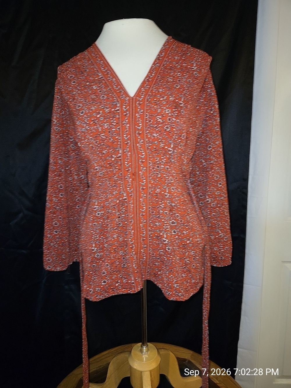 Max Studio Burnt Orange Floral V-Neck Tunic